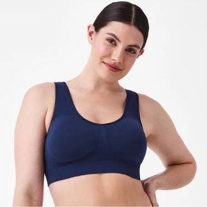 NWT Spanx Breast of Both Worlds Reversible Comfort Bra in Small, Navy/Gray